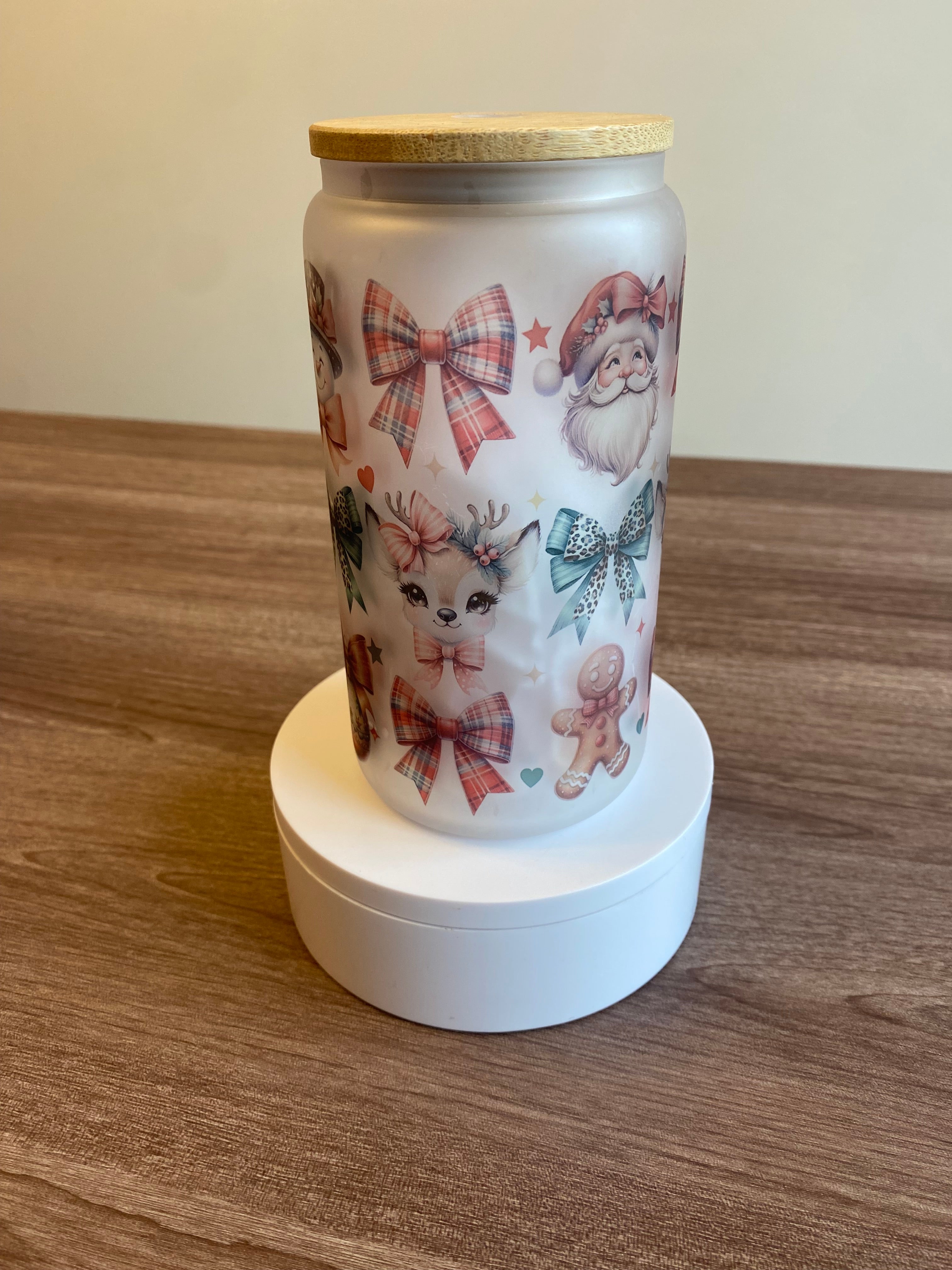 Christmas Bows- 16 oz Libbey Glass