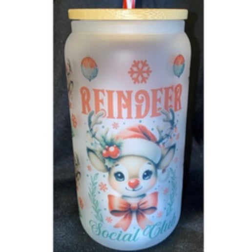Reindeer Social Club- 16 oz Libbey Glass
