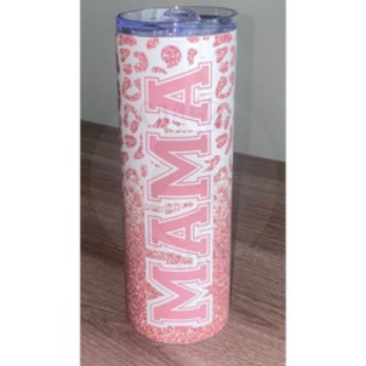 Pink Cheetah- Mama- 20 oz Stainless Steel Tumbler